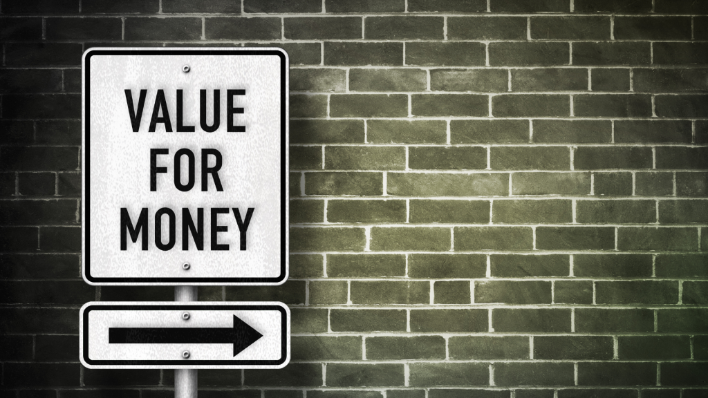 Sign-post pointing to value for money