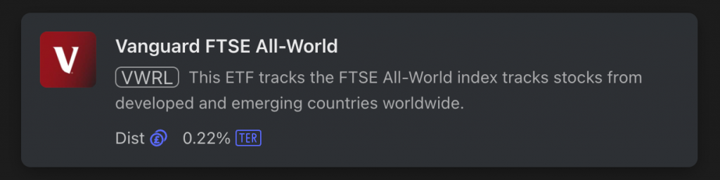 Vanguard FTSE All World ETF Info