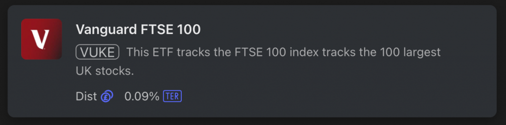 VUKE - FTSE 100 tracker