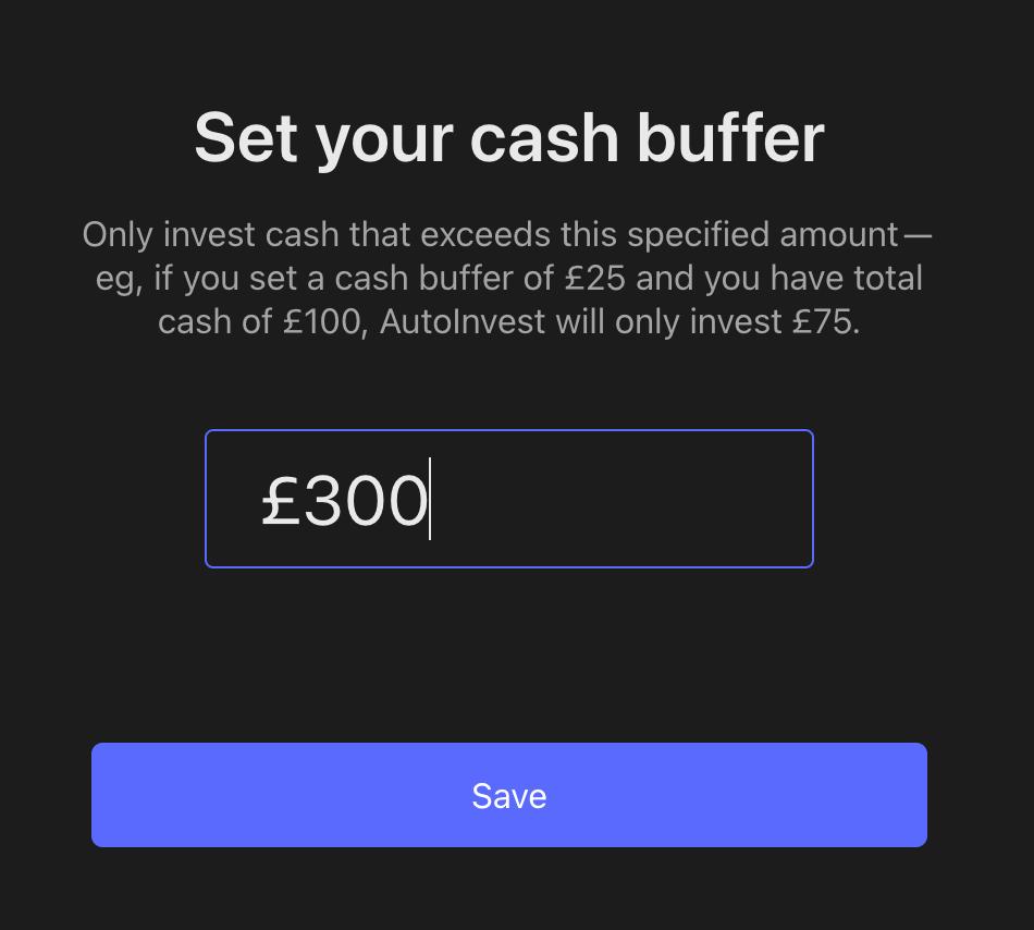 Image of how to set a cash buffer with InvestEngine Savings Plans